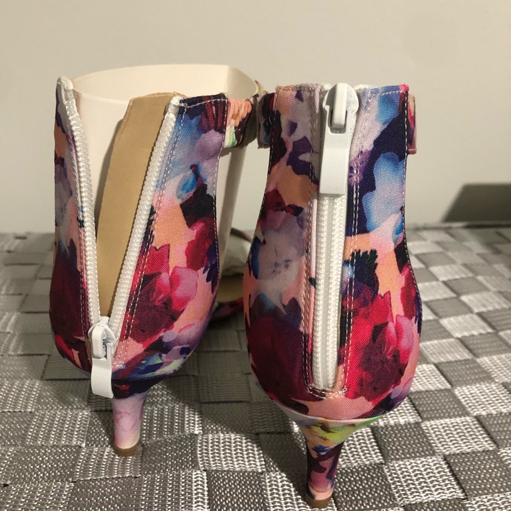 Floral Print Heeled Booties